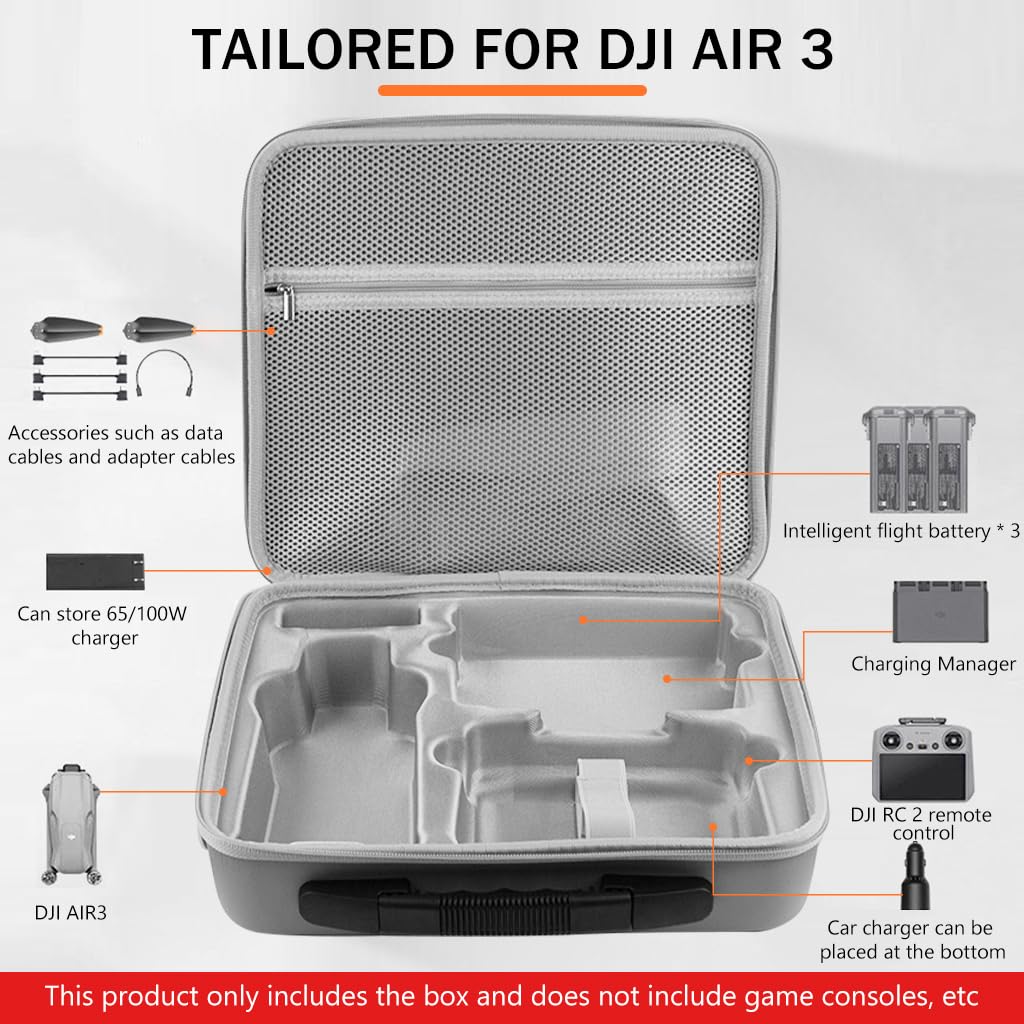 ZORBES Air 3 Portable Carry Bag Protective Bag Travel Bag for DJI Air 3 Drone Accessories for DJI RC-N2 ZORBES Air 3 Portable Carry Bag Protective Bag Travel Bag for DJI Air 3 Drone Accessories for DJI RC-N2